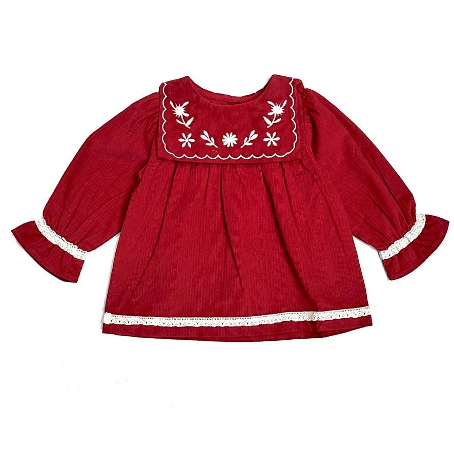 Sailor Collar Embroidered Corduroy Baby Dress (Organic) - by Carlyle Avenue