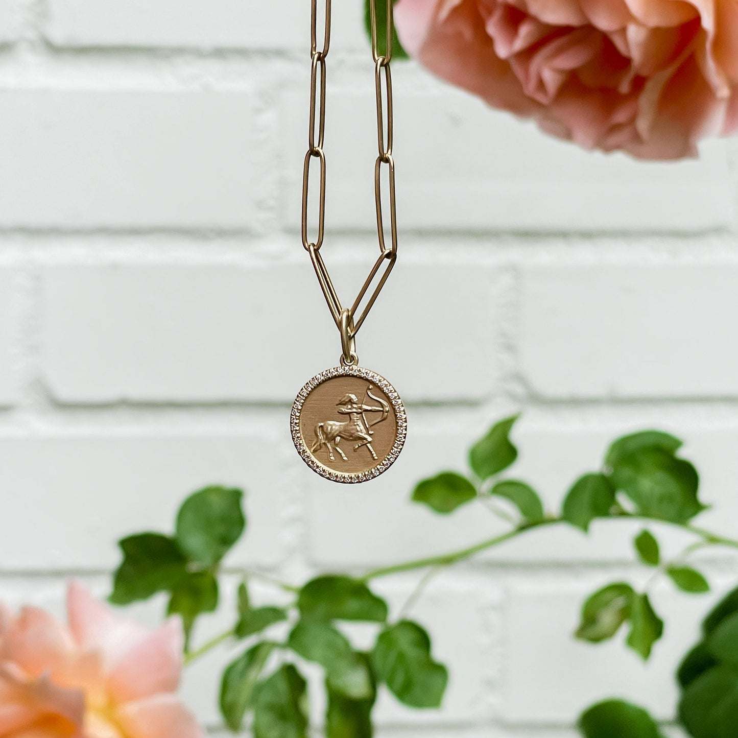 14k Sagittarius Zodiac Charm with Diamonds - Jewelry by Carlyle Avenue