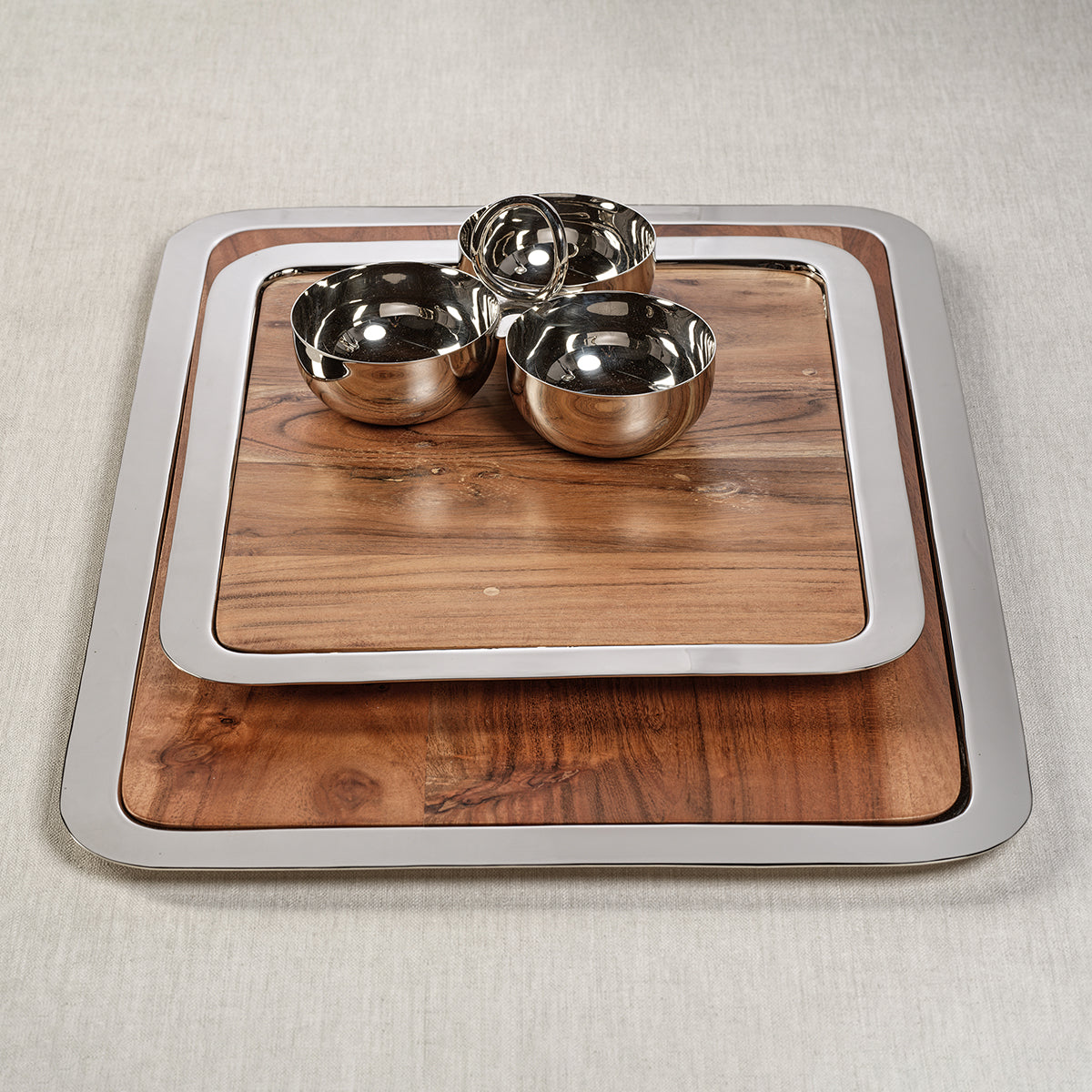 Brasserie Steel and Acacia Wood All-In-One Gastronomy Board - Trays by Carlyle Avenue