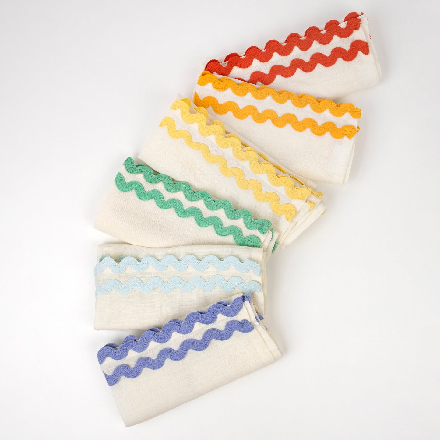 Set of 6 Colorful Ric Rac Napkins - Napkins by Carlyle Avenue