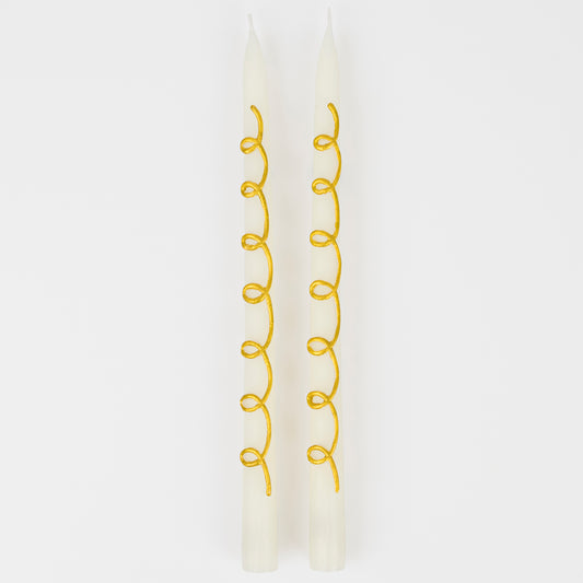 Gold Swirl Taper candles - Candles by Carlyle Avenue