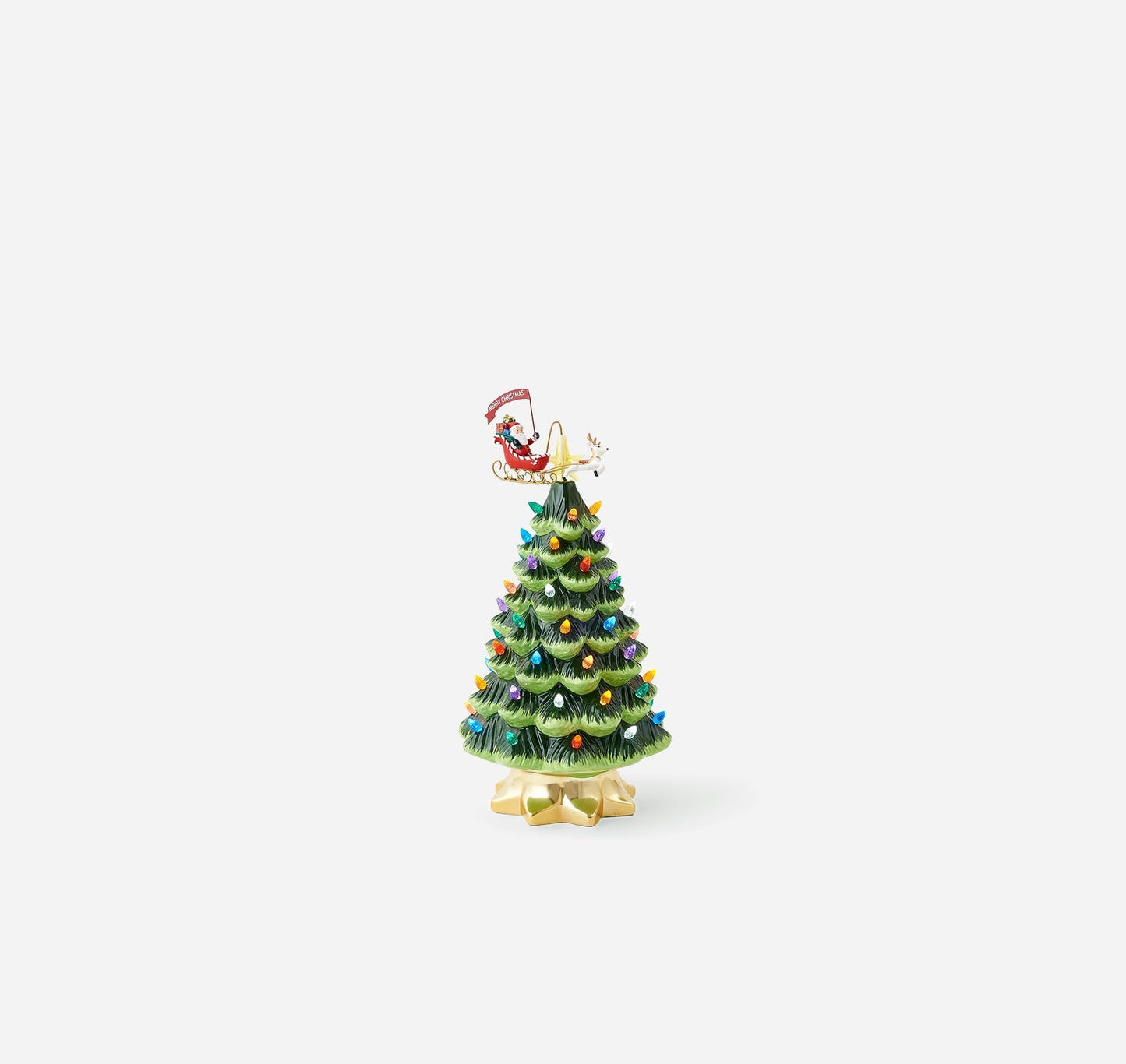 Revolving Lit Tree with Santa and Reindeer with Adapter