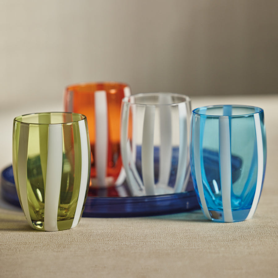 Portofino Striped Stemless Glass - Set of 4 - Drinkware Sets by Carlyle Avenue