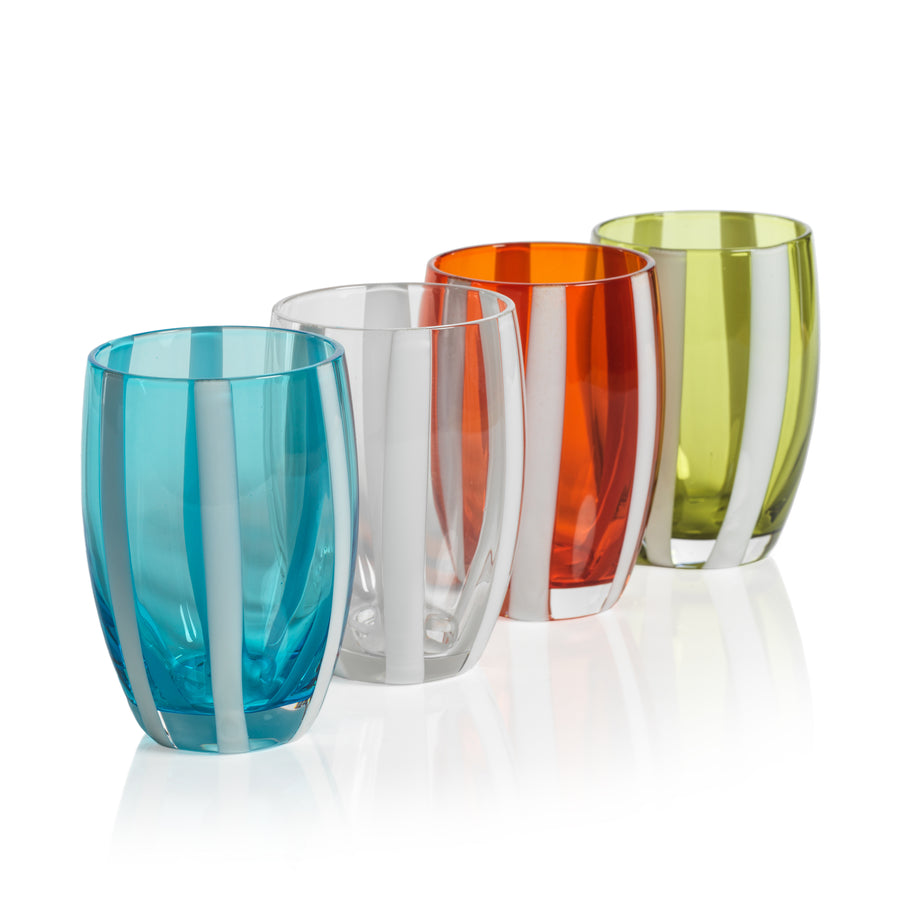 Portofino Striped Stemless Glass - Set of 4 - Drinkware Sets by Carlyle Avenue