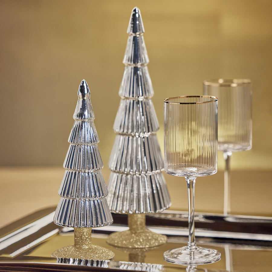 Alpine Glass Tree on Gold Glitter Base - Silver - Christmas Trees by Carlyle Avenue