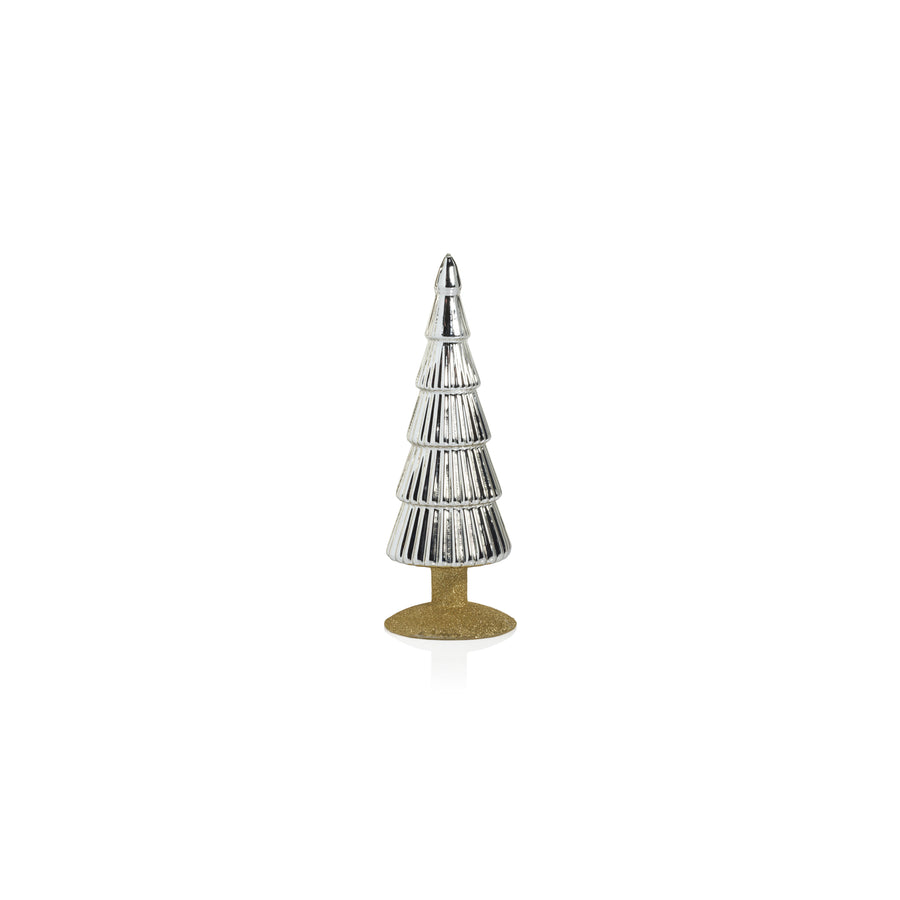 Alpine Glass Tree on Gold Glitter Base - Silver - Christmas Trees by Carlyle Avenue