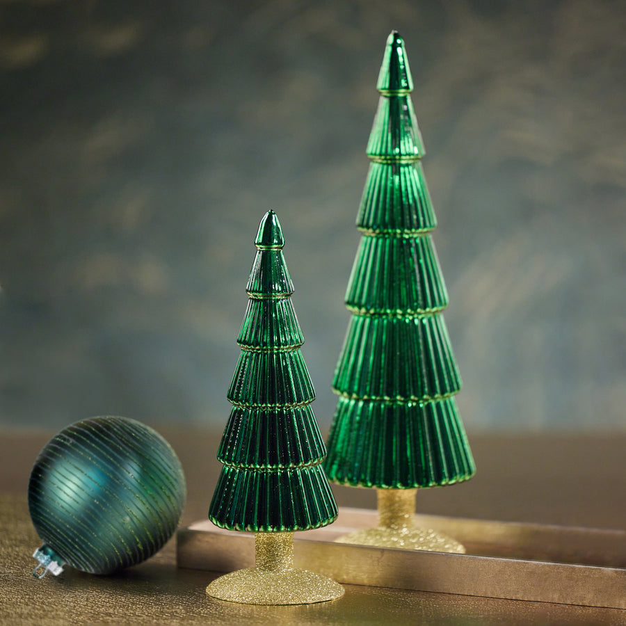Alpine Glass Tree on Gold Glitter Base - Green - Christmas Trees by Carlyle Avenue