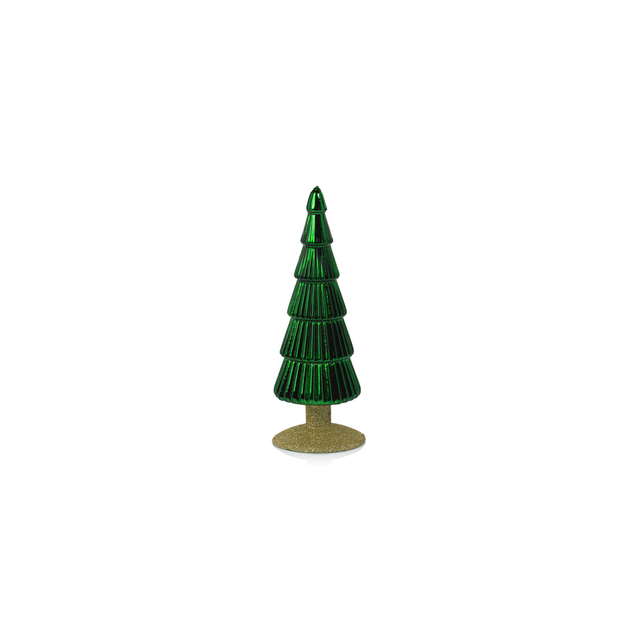 Alpine Glass Tree on Gold Glitter Base - Green - Christmas Trees by Carlyle Avenue