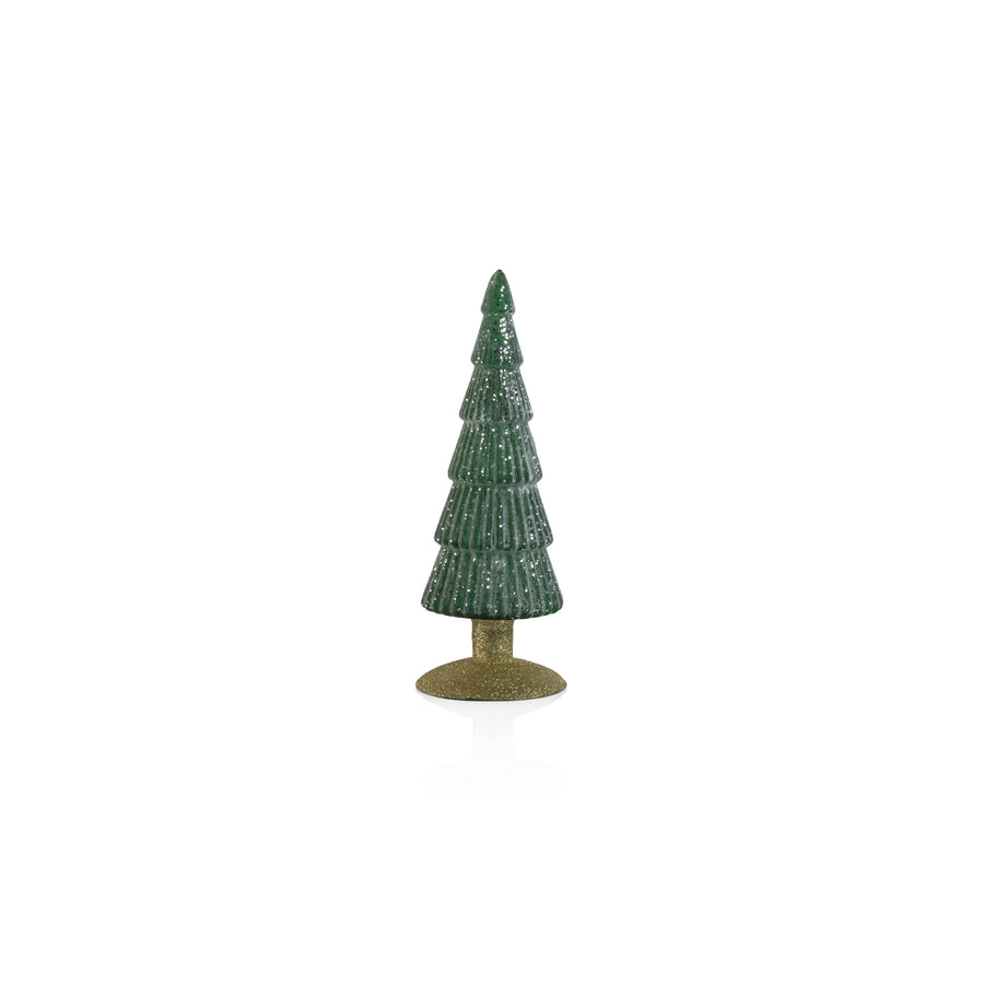 Sugar Pine Glass Tree on Silver Glitter Base - Dark Green - Christmas Trees by Carlyle Avenue
