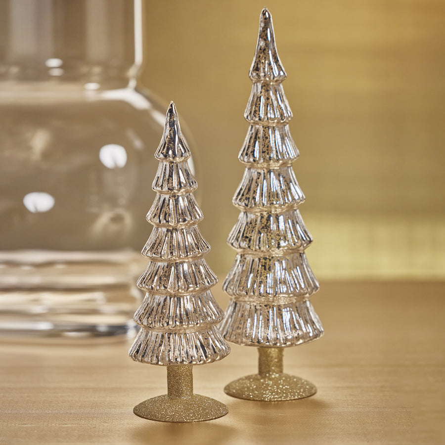 Miramonti Glass Tree on Gold Glitter Base - Silver - Christmas Trees by Carlyle Avenue