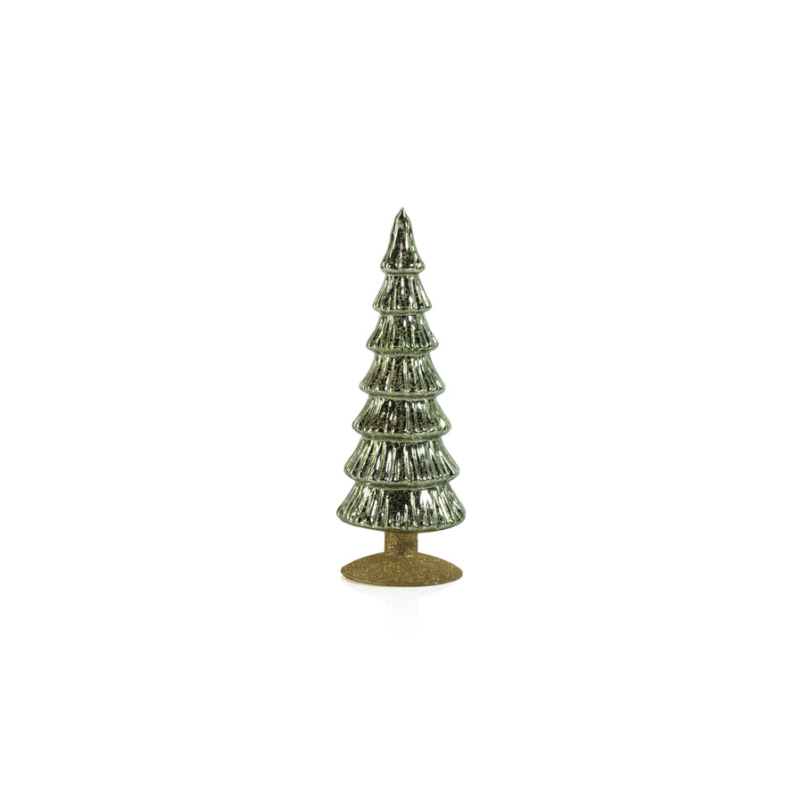 Miramonti Glass Tree on Gold Glitter Base - Light Green - Christmas Trees by Carlyle Avenue