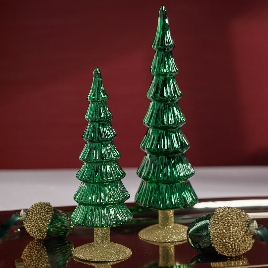 Miramonti Glass Tree on Gold Glitter Base - Classic Green - Christmas Trees by Carlyle Avenue