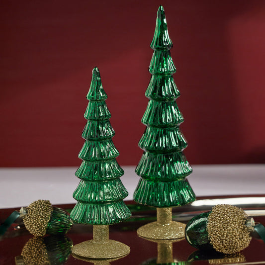 Miramonti Glass Tree on Gold Glitter Base - Classic Green - Christmas Trees by Carlyle Avenue