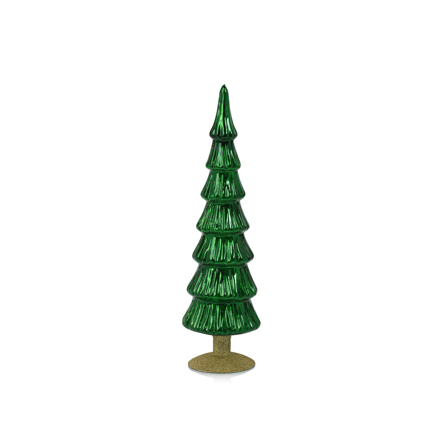 Miramonti Glass Tree on Gold Glitter Base - Classic Green - Christmas Trees by Carlyle Avenue