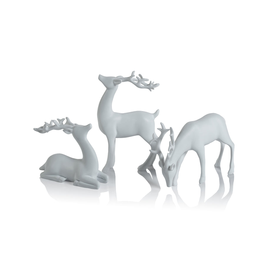 Decorative White Reindeer Assortment - Set of 6 - Christmas Decor by Carlyle Avenue