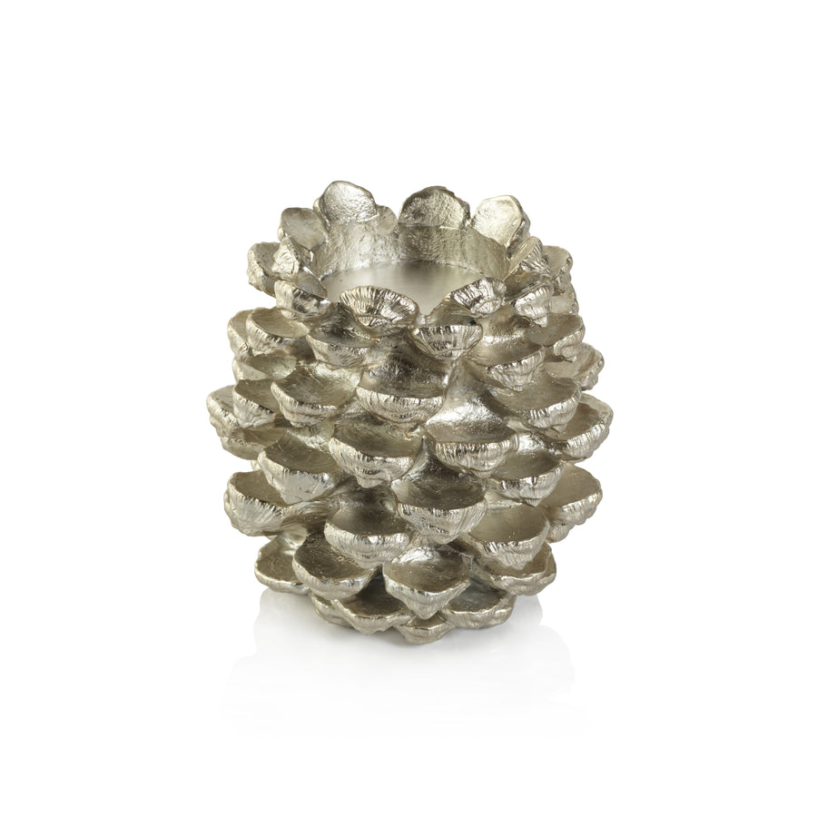 Pine Cone Pillar Holder - Silver - Candle Holders by Carlyle Avenue