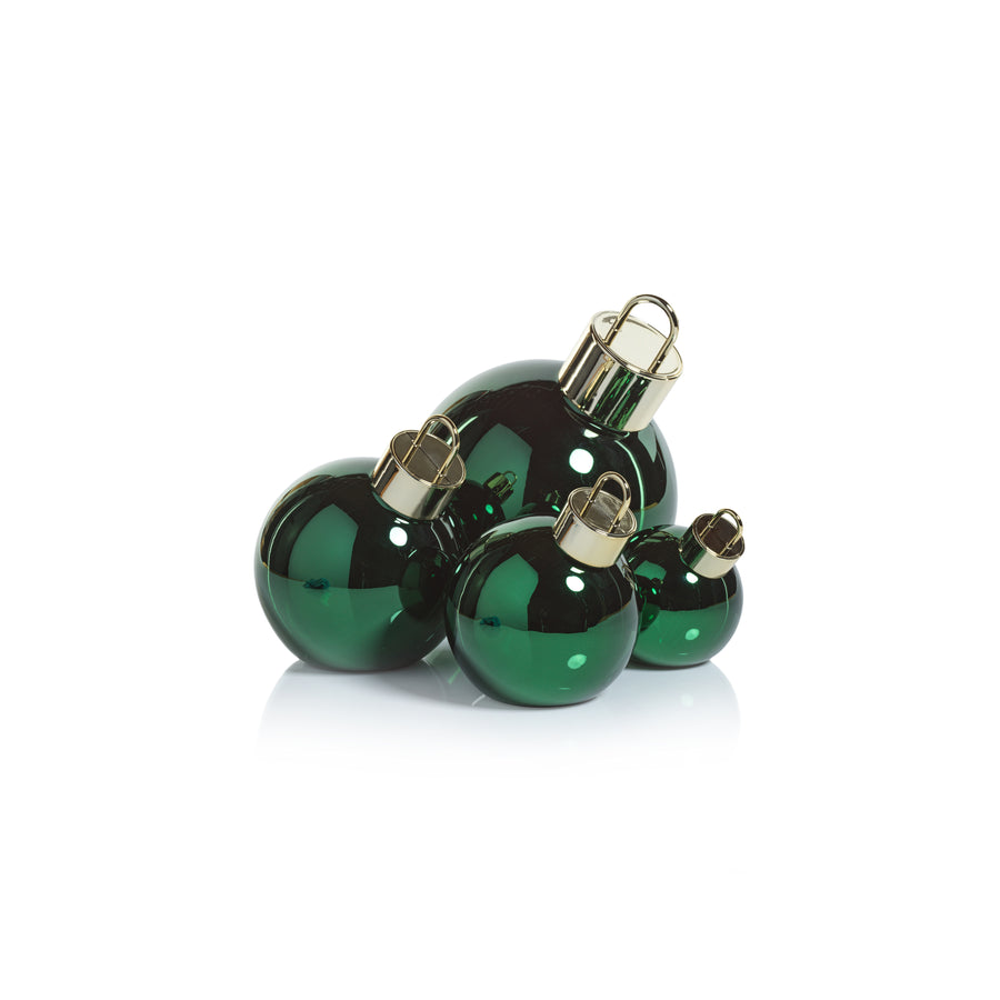 LED Metallic Glass Ornament Ball - Green - Christmas Trees by Carlyle Avenue