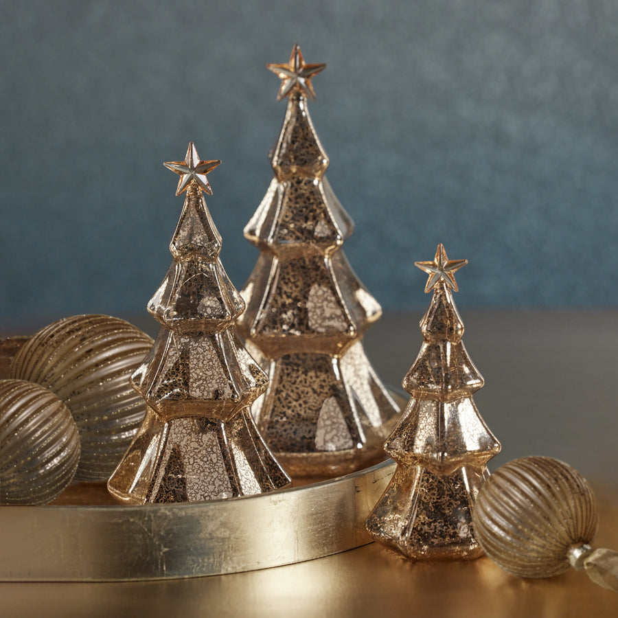 LED Hexagon Antique Tree with Star Design - Gold - Christmas Decor by Carlyle Avenue