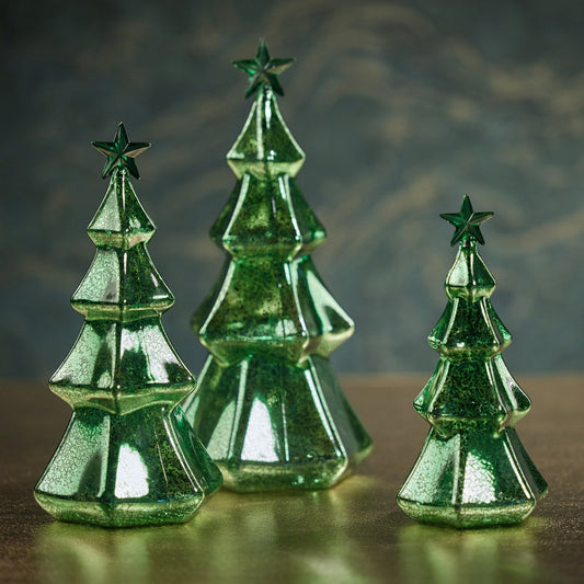 LED Hexagon Antique Tree with Star Design - Green - Christmas Decor by Carlyle Avenue