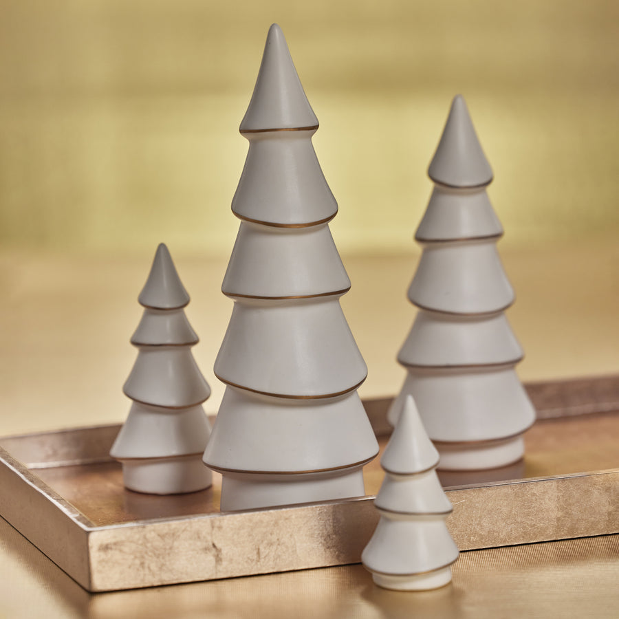 Alpina Porcelain Tree - Matte White with Gold Trim - Christmas Trees by Carlyle Avenue