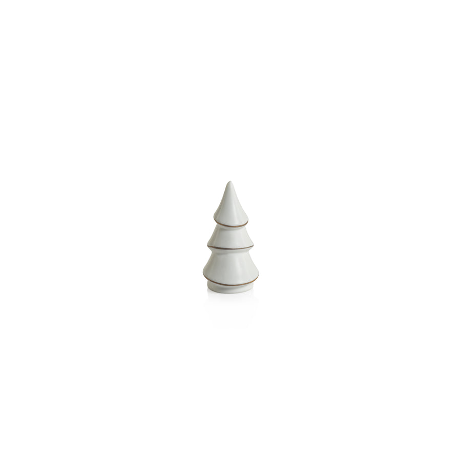 Alpina Porcelain Tree - Matte White with Gold Trim - Christmas Trees by Carlyle Avenue