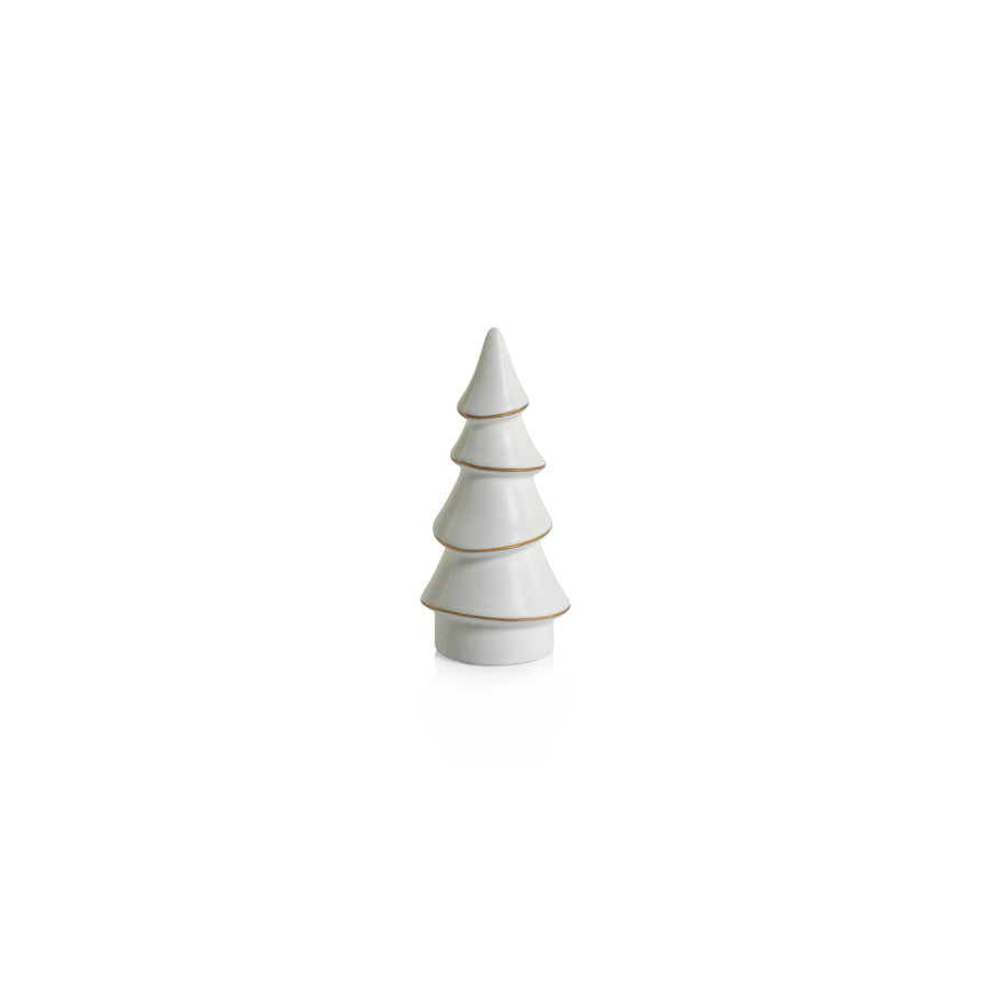 Alpina Porcelain Tree - Matte White with Gold Trim - Christmas Trees by Carlyle Avenue