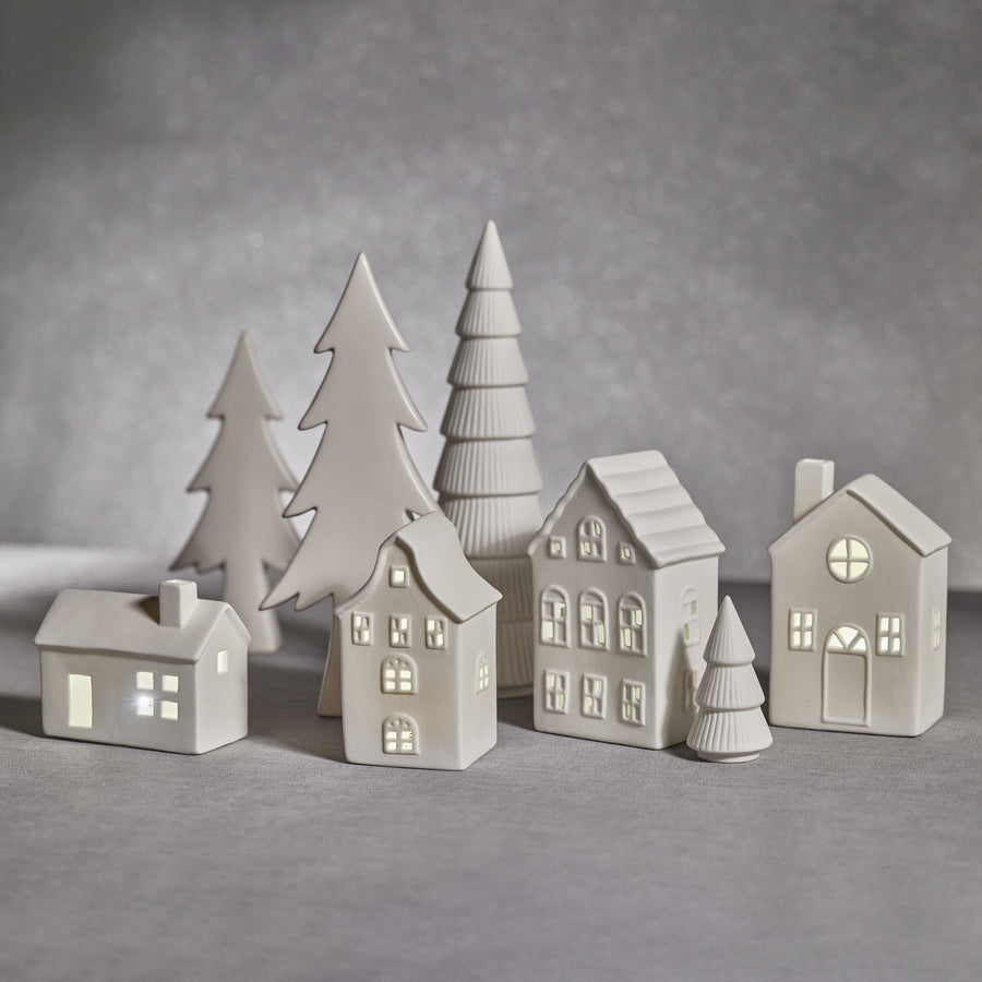 Swiss Mountain LED Porcelain House - Matte White - Christmas Decor by Carlyle Avenue