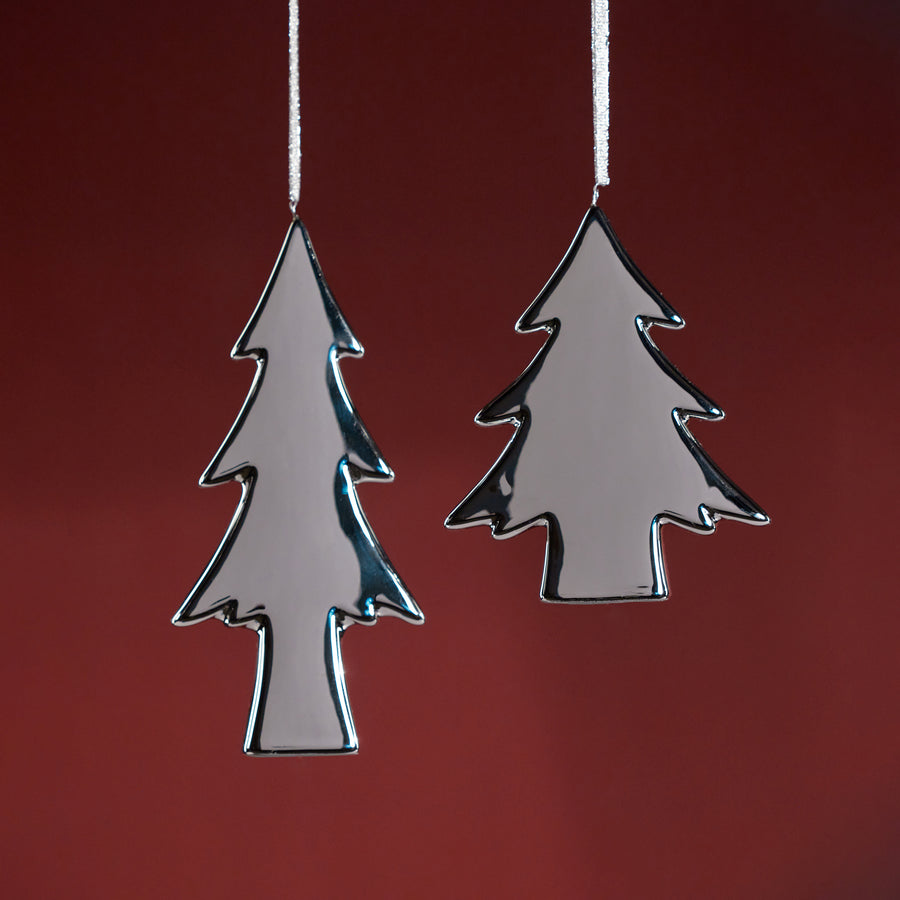Ceramic Tree Ornament - Silver - Ornaments by Carlyle Avenue