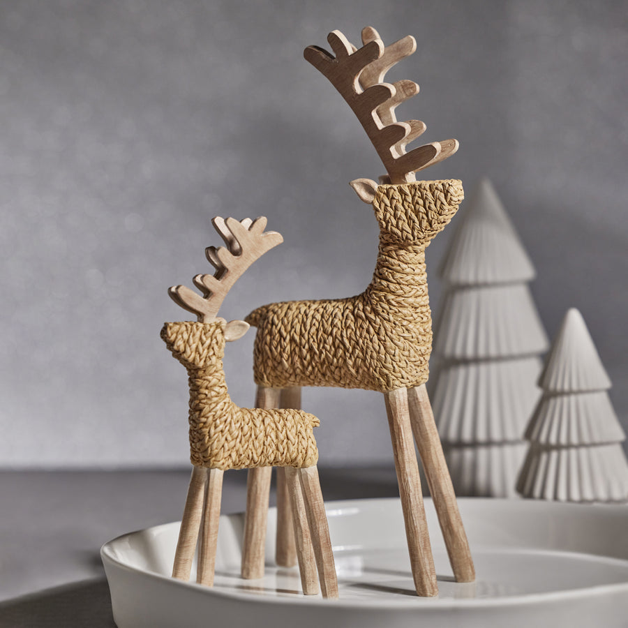 Braided Raffia Standing Deer - Christmas Decor by Carlyle Avenue