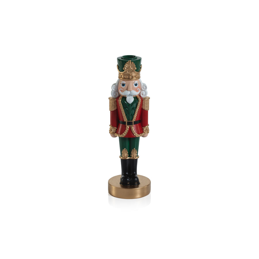 Nutcracker Taper Holder - Red & Green - Christmas Decor by Carlyle Avenue