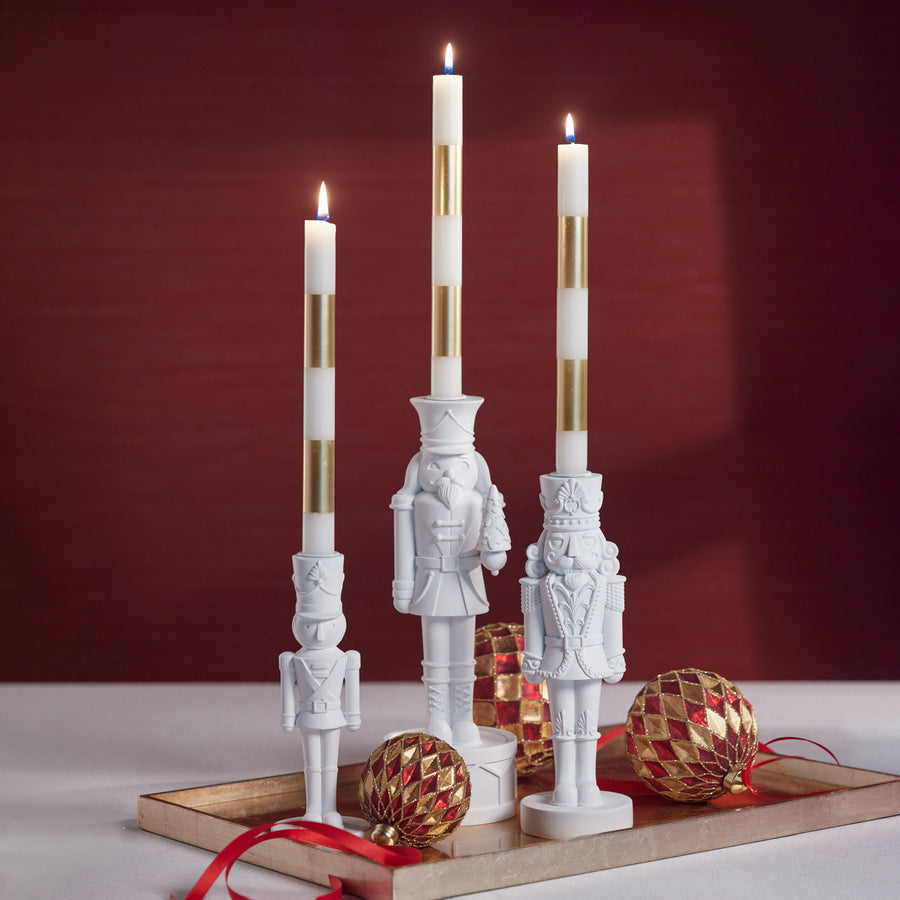 Nutcracker Taper Holder - White - Christmas Decor by Carlyle Avenue