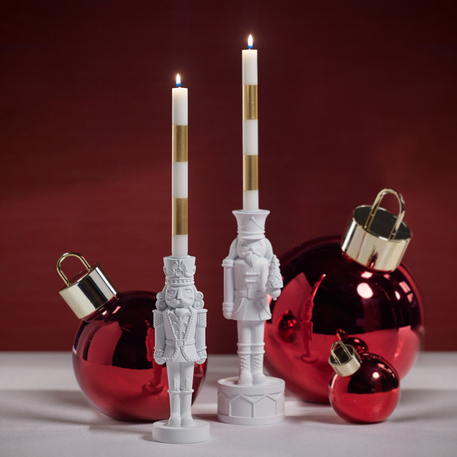Nutcracker Taper Holder - White - Christmas Decor by Carlyle Avenue