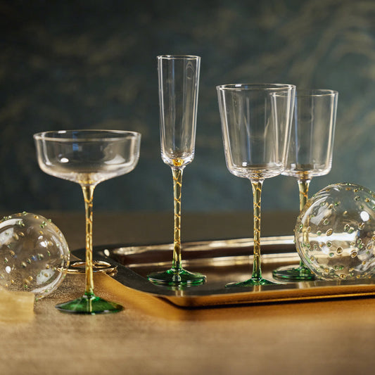 Vicenza Glassware - Green and Amber - Drinkware Sets by Carlyle Avenue