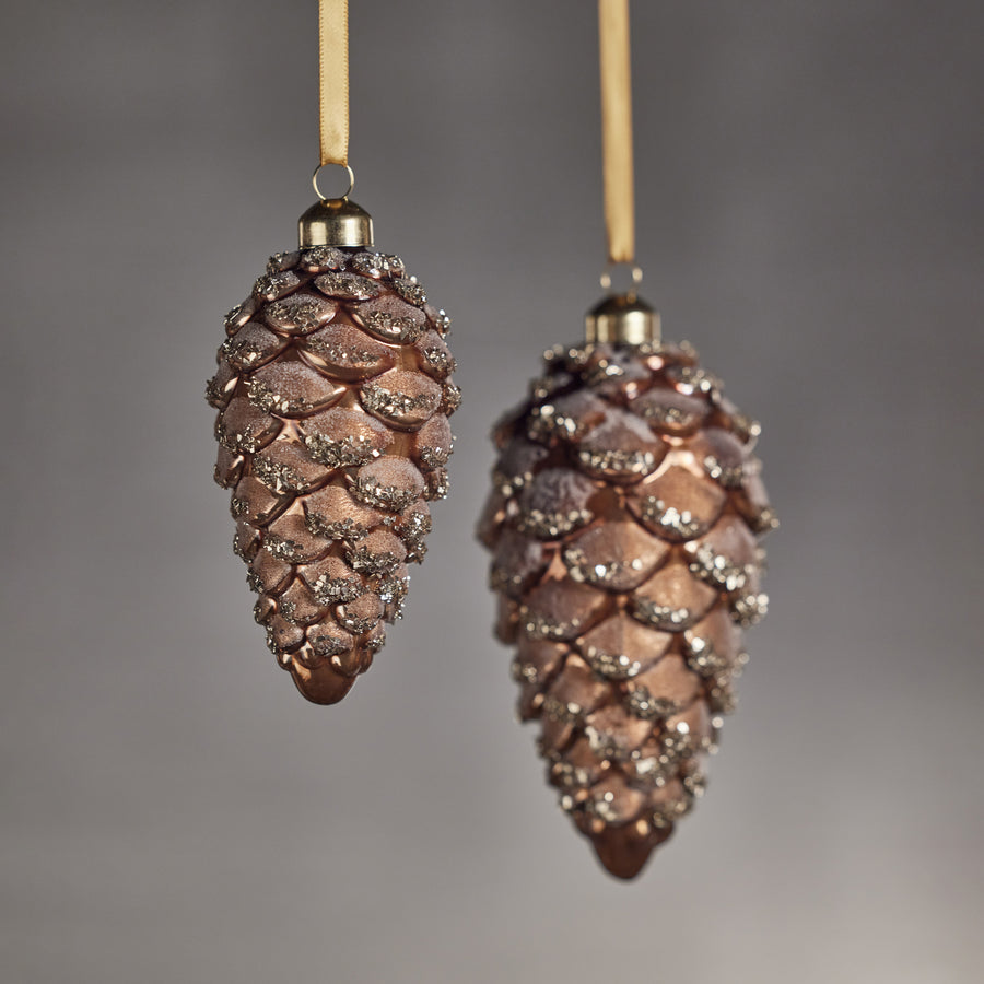 Glass Pine Cone Ornament - Copper Bronze - Christmas Decor by Carlyle Avenue