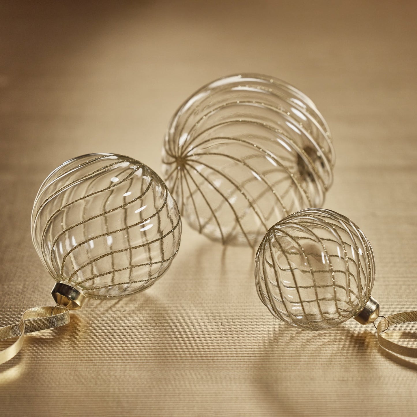 Swirl Glitter Ball Ornament - Clear & Gold - Ornaments by Carlyle Avenue