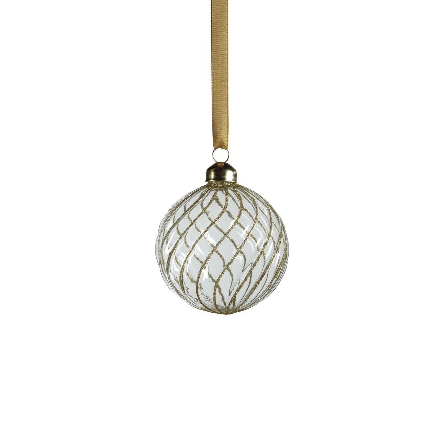 Swirl Glitter Ball Ornament - Clear & Gold - Ornaments by Carlyle Avenue