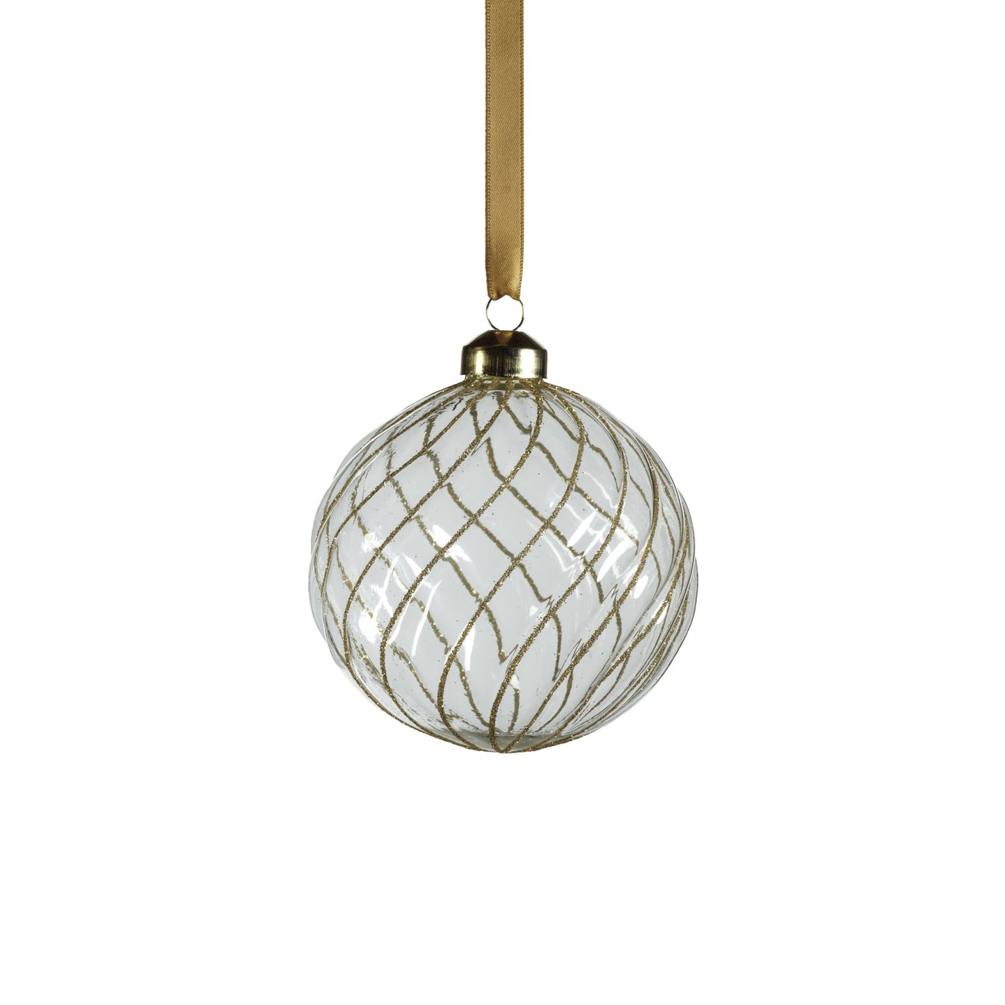 Swirl Glitter Ball Ornament - Clear & Gold - Ornaments by Carlyle Avenue