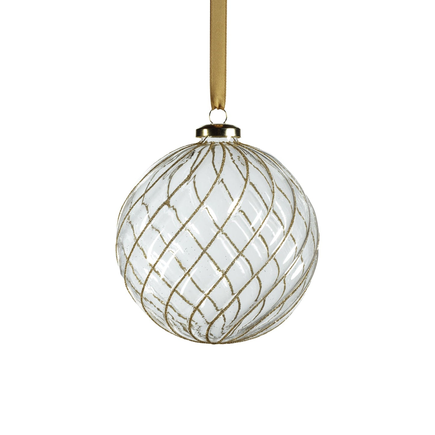 Swirl Glitter Ball Ornament - Clear & Gold - Ornaments by Carlyle Avenue