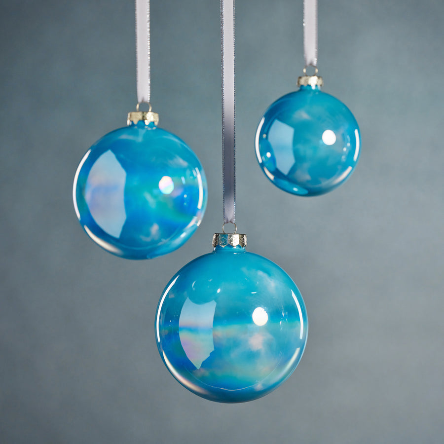 Solid Luster Glass Ball Ornament - Blue - Ornaments by Carlyle Avenue
