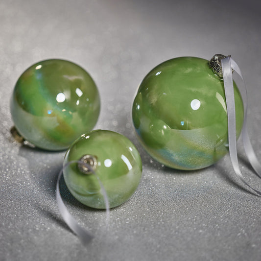 Solid Luster Glass Ball Ornament - Green - Ornaments by Carlyle Avenue