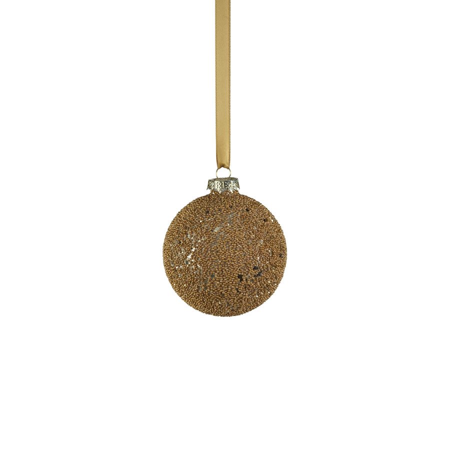Beaded Glass Ball Ornament - Gold - Ornaments by Carlyle Avenue