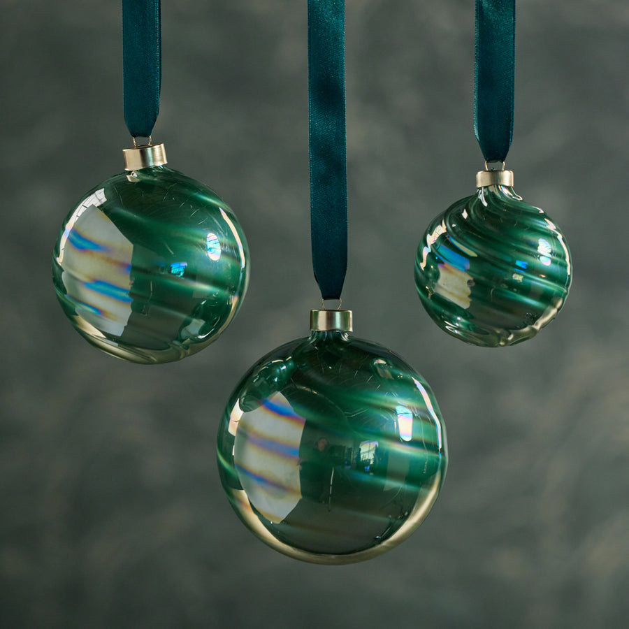 Pearl Luster Glass Ball Ornament - Green - Ornaments by Carlyle Avenue