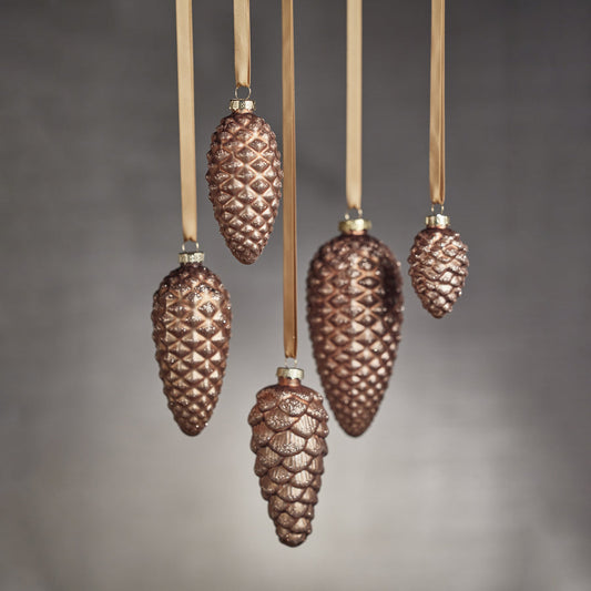 Glass Pine Cone Ornament - Umber Copper Bronze - Holiday Ornaments by Carlyle Avenue