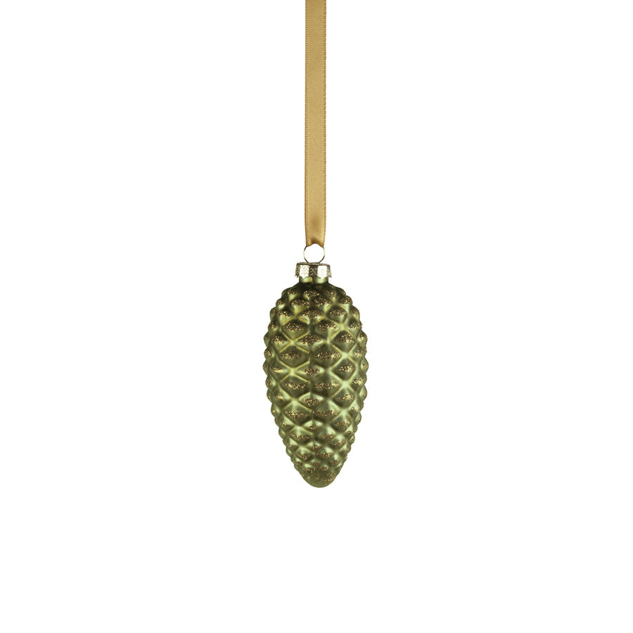 Glass Pine Cone Ornament - Green - Holiday Ornaments by Carlyle Avenue