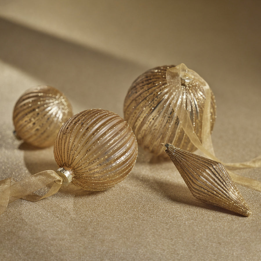 Antique Ribbed Ornament - Matte Gold - Ornaments by Carlyle Avenue