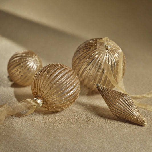Antique Ribbed Ornament - Matte Gold - Ornaments by Carlyle Avenue