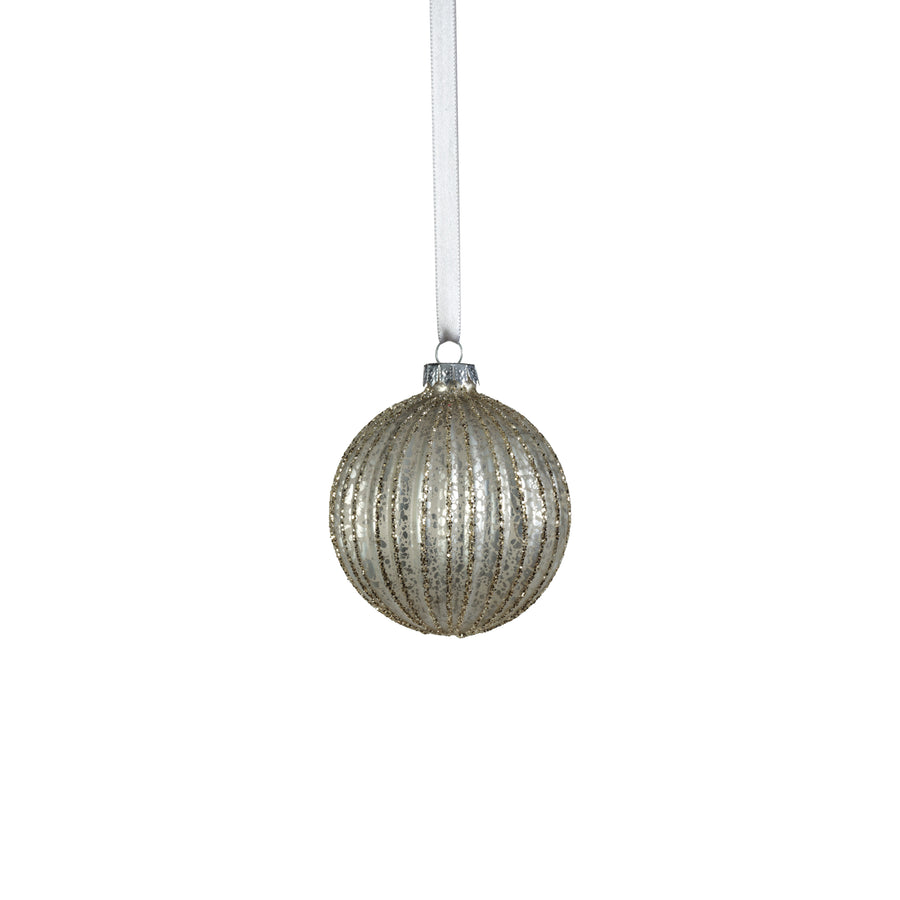Antique Ribbed Ornament - Matte Silver - Ornaments by Carlyle Avenue