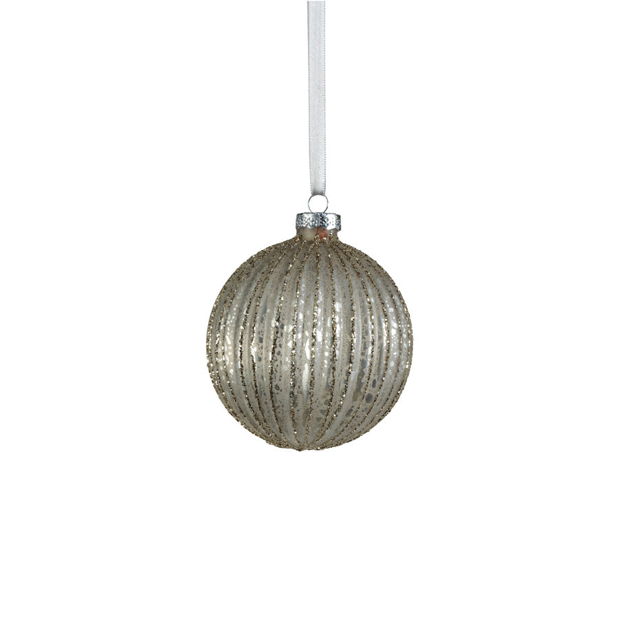 Antique Ribbed Ornament - Matte Silver - Ornaments by Carlyle Avenue