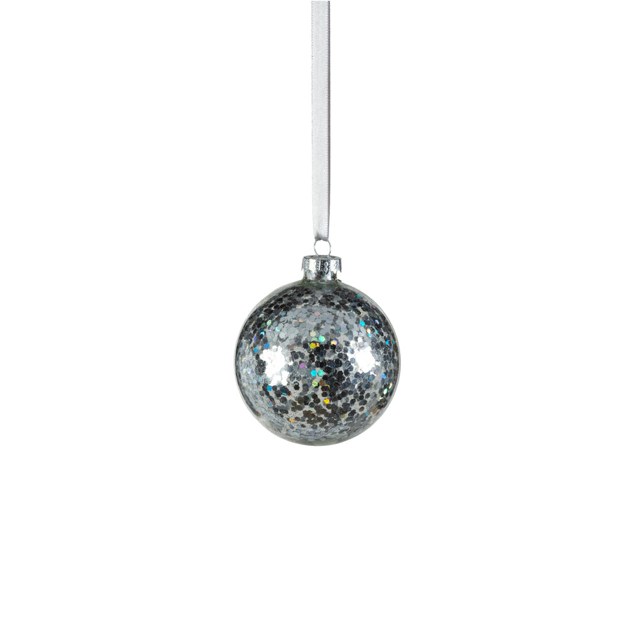Confetti Glass Ball Ornament - Silver - Ornaments by Carlyle Avenue