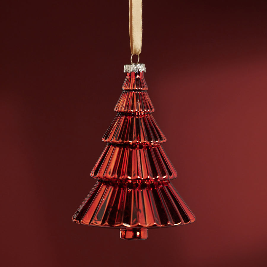 Glass Tree Ornament - Red - Set of 6 - Holiday Ornaments by Carlyle Avenue